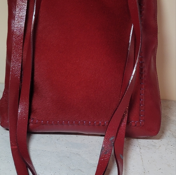 Red Leather and red Pony hair at Front Shoulder bag - Picture 13 of 15